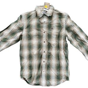 CARHARTT NWT Button-Down Plaid Green Tan Classic Long-sleeve‎ Shirt Size Medium